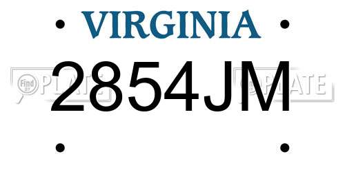 2854JM Virginia License Plate