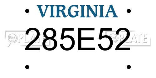 285E52 Virginia License Plate