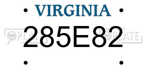 285E82 Virginia License Plate