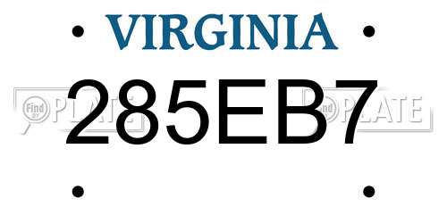 285EB7 Virginia License Plate