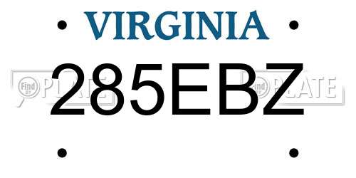 285EBZ Virginia License Plate