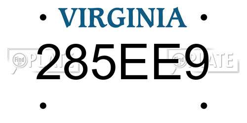 285EE9 Virginia License Plate
