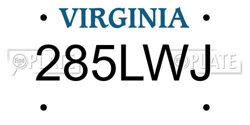 285LWJ Virginia License Plate
