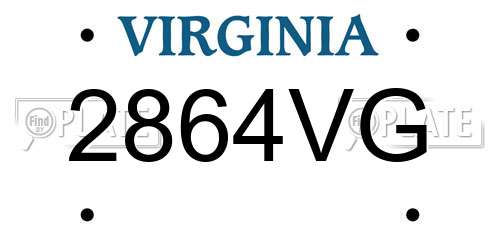 2864VG Virginia License Plate