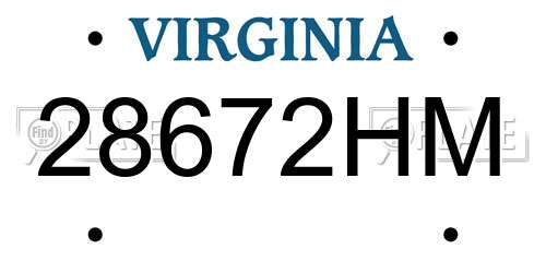 28672HM Virginia License Plate