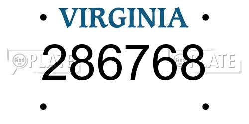 286768 Virginia License Plate