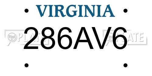 286AV6 Virginia License Plate