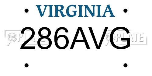 286AVG Virginia License Plate