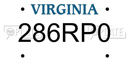 286RP0 Virginia License Plate