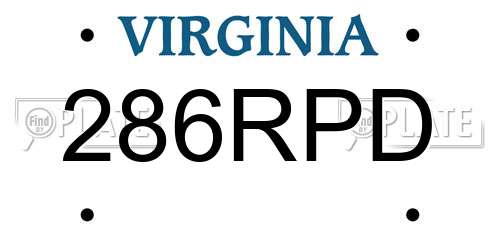 286RPD Virginia License Plate