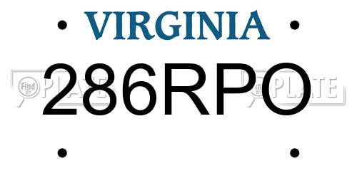 286RPO Virginia License Plate