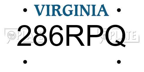 286RPQ Virginia License Plate