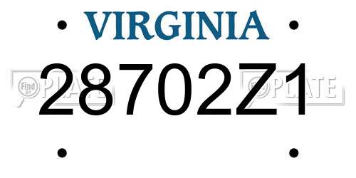 28702Z1 Virginia License Plate