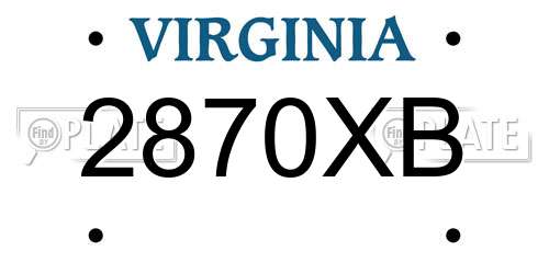 2870XB Virginia License Plate