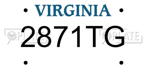 2871TG Virginia License Plate