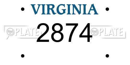 2874 Virginia License Plate