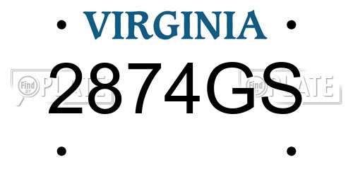2874GS Virginia License Plate