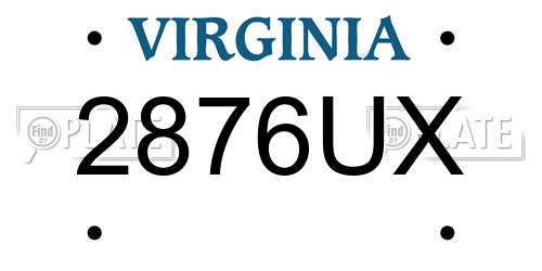 2876UX Virginia License Plate