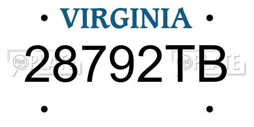 28792TB Virginia License Plate