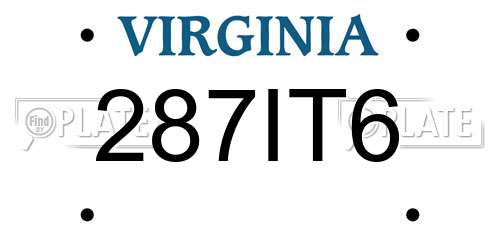 287IT6 Virginia License Plate