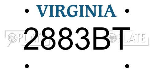 2883BT Virginia License Plate