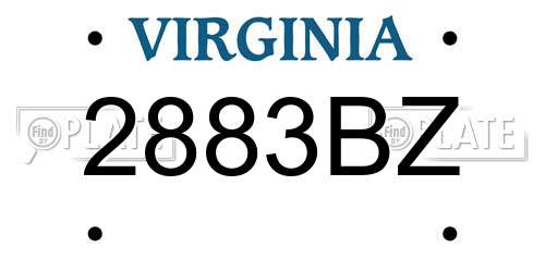 2883BZ Virginia License Plate