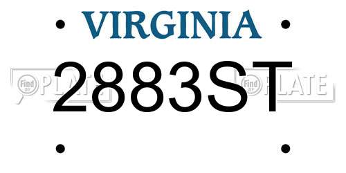 2883ST Virginia License Plate
