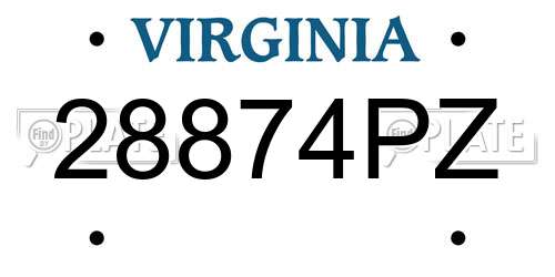 28874PZ Virginia License Plate