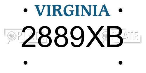 2889XB Virginia License Plate
