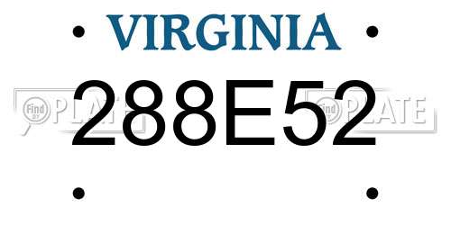 288E52 Virginia License Plate