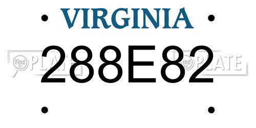 288E82 Virginia License Plate