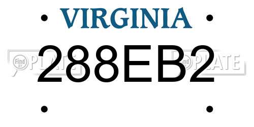 288EB2 Virginia License Plate