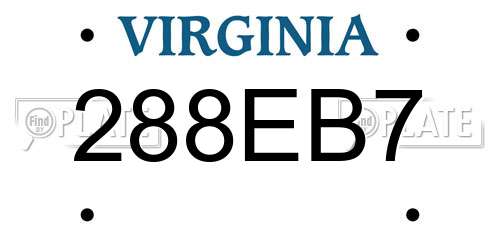 288EB7 Virginia License Plate