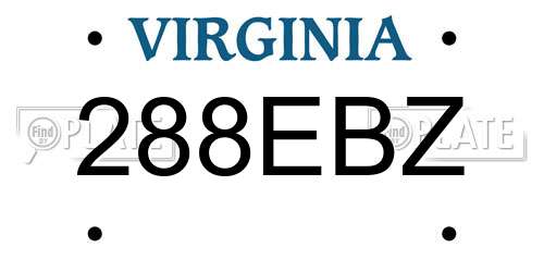 288EBZ Virginia License Plate