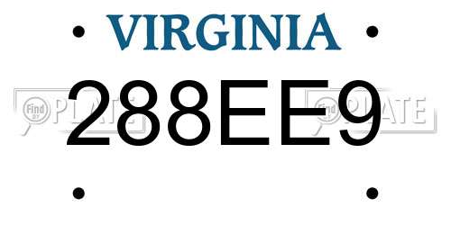 288EE9 Virginia License Plate
