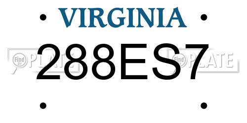 288ES7 Virginia License Plate