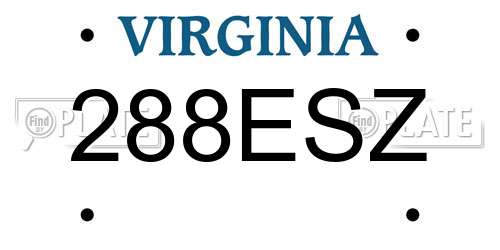288ESZ Virginia License Plate