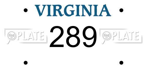 289 Virginia License Plate