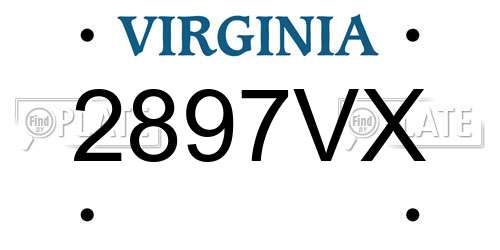 2897VX Virginia License Plate