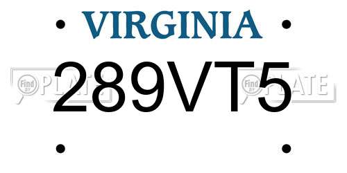 289VT5 Virginia License Plate