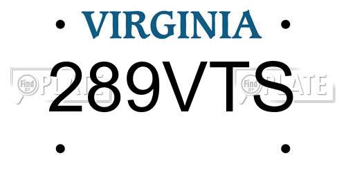 289VTS Virginia License Plate