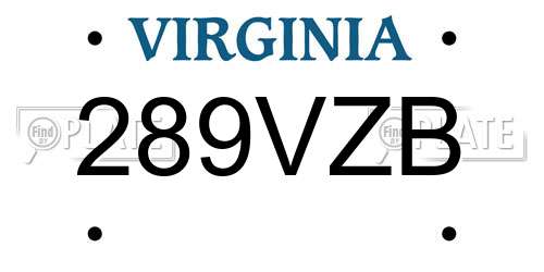 289VZB Virginia License Plate