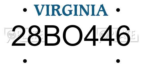 28BO446 Virginia License Plate