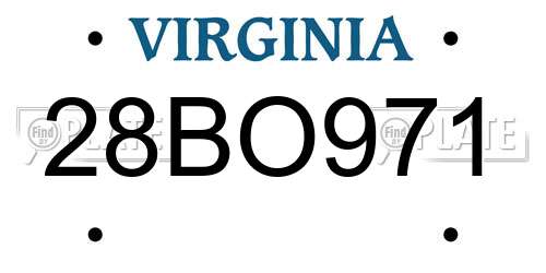 28BO971 Virginia License Plate