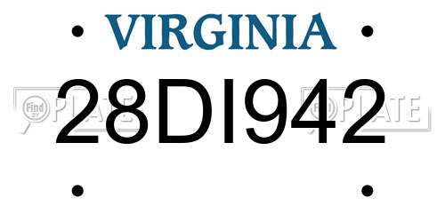 28DI942 Virginia License Plate
