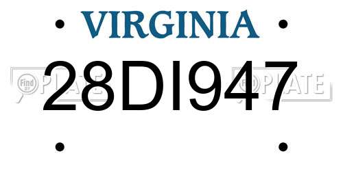 28DI947 Virginia License Plate