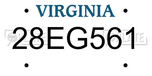 28EG561 Virginia License Plate