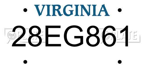 28EG861 Virginia License Plate