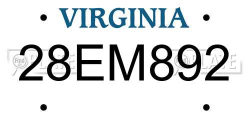 28EM892 Virginia License Plate
