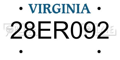28ER092 Virginia License Plate